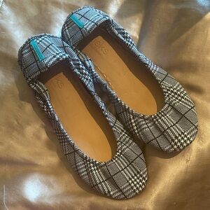 Tieks Seafield Black and White Check Flats Size 8